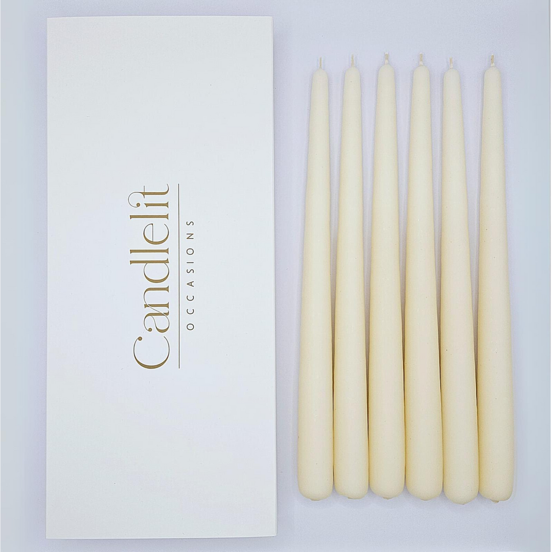 Luxury ivory taper candles for weddings special events and Christmas