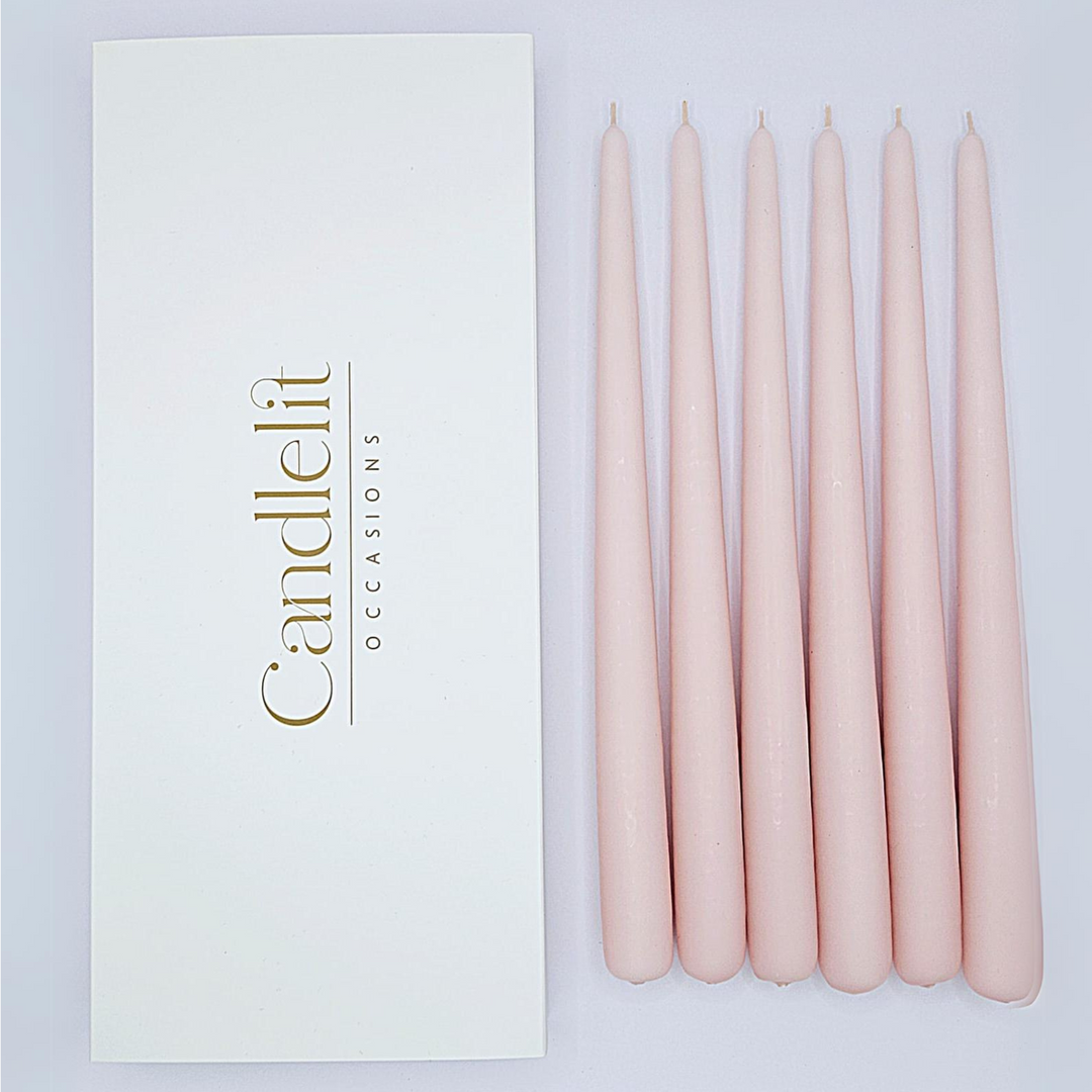 Luxury Blush Pink taper candles for weddings special events and Christmas