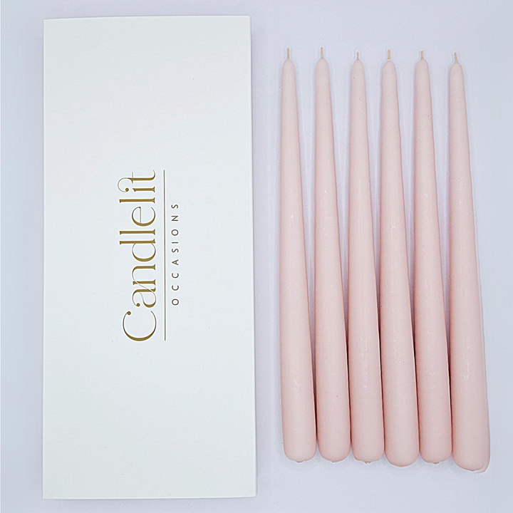 Luxury Blush Pink taper candles for weddings special events and Christmas